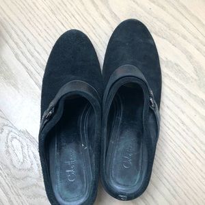 Cole Haan black slip on suede with buckle